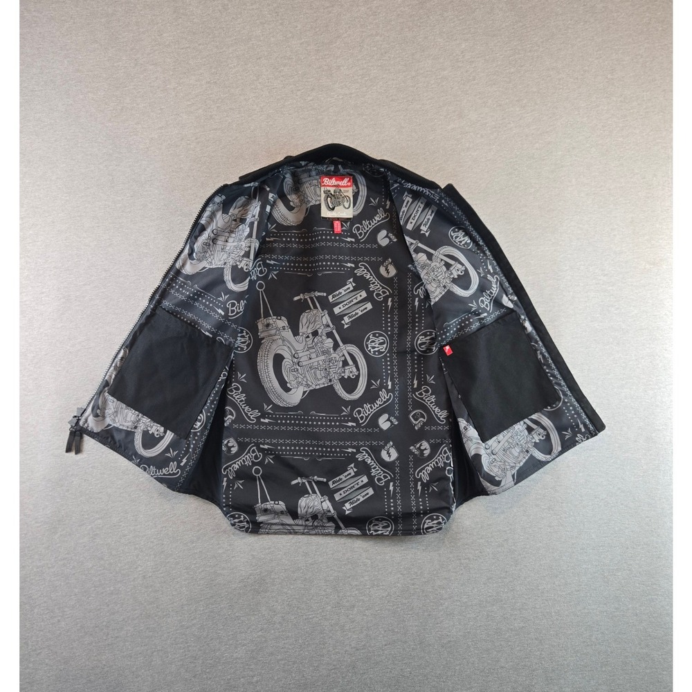 Biltwell 4-Speed Vest XS Black Canvas Motorcycle Utility Graphic Lining AOP Moto
